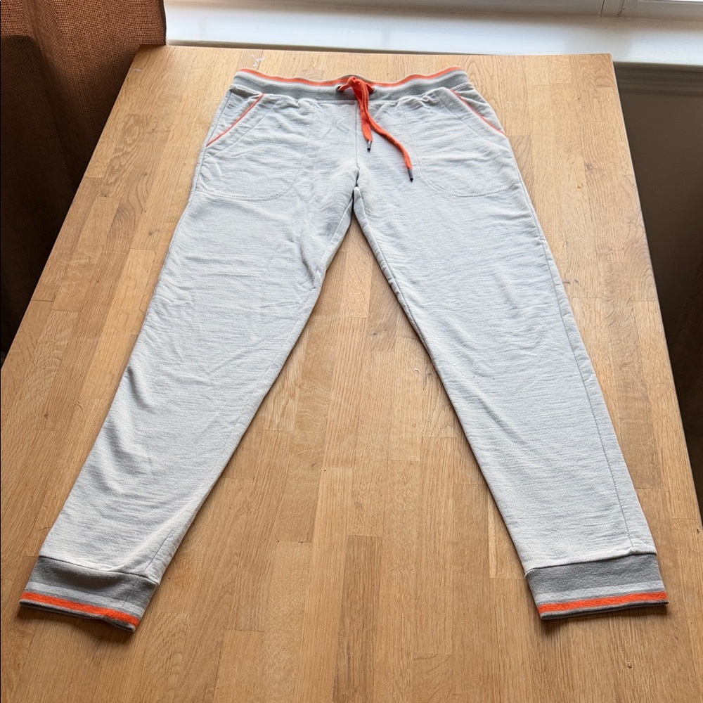Psycho Bunny Gray Joggers with Orange Accents, Size Small